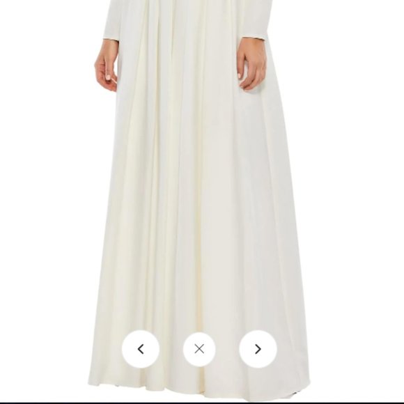 MAC DUGGAL EMPIRE WAIST LONG SLEEVE PLEATED WHITE GOWN sz 4 - Picture 5 of 6